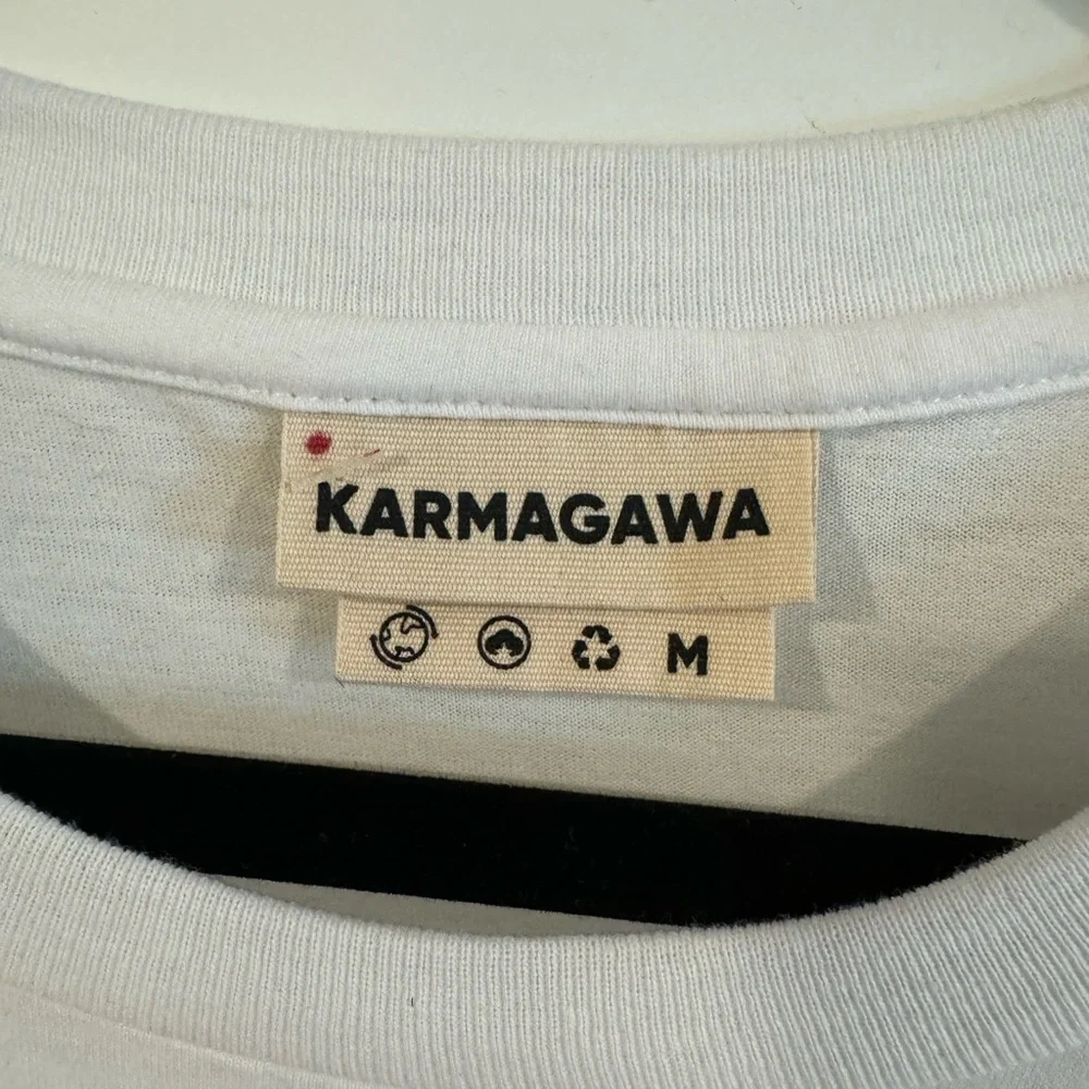 NWT Karmagawa Save The Reef White Black Embroidered Short Sleeve Crop Top medium - Picture 7 of 8